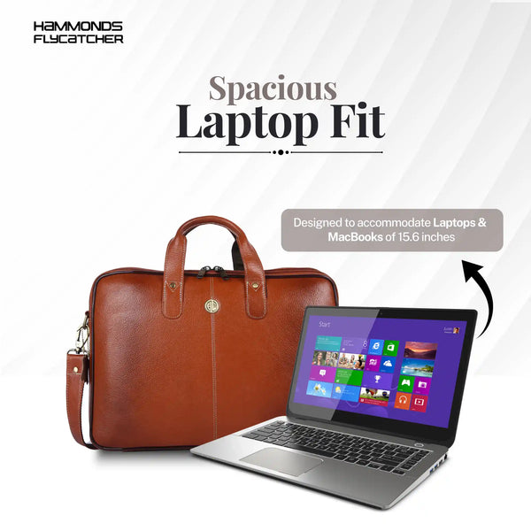 Genuine Leather Laptop Bag for Men - Office Bag - Fits Up to 14/15.6 Inch Laptop/MacBook