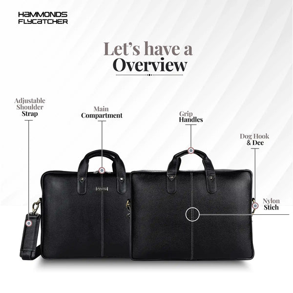 Genuine Leather Laptop Bag for Men - Office Bag - Fits Up to 14/15.6 Inch Laptop/MacBook