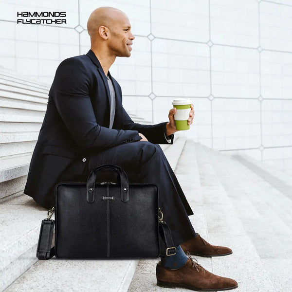 Genuine Leather Laptop Bag for Men - Office Bag - Fits Up to 14/15.6 Inch Laptop/MacBook