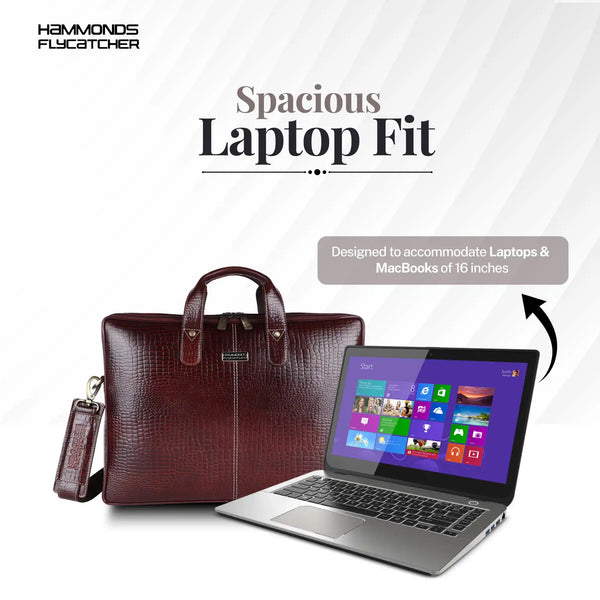 Genuine Leather Laptop Bag for Men - Office Bag - Fits Up to 14/15.6 Inch Laptop/MacBook