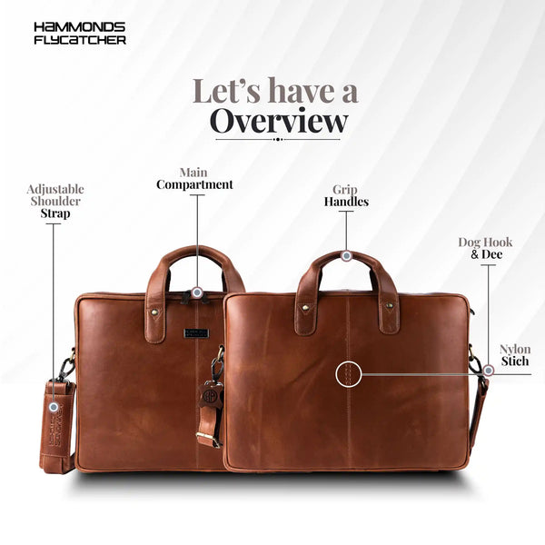 Genuine Leather Laptop Bag for Men - Office Bag - Fits Up to 14/15.6 Inch Laptop/MacBook