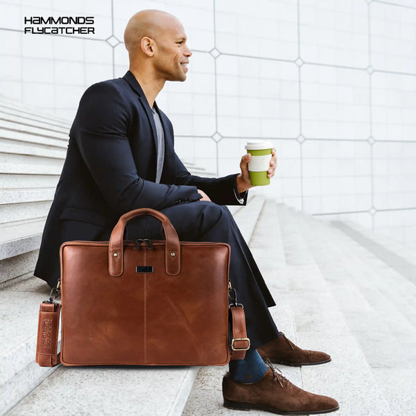 Genuine Leather Laptop Bag for Men - Office Bag - Fits Up to 14/15.6 Inch Laptop/MacBook