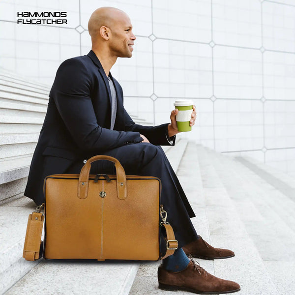 Genuine Leather Laptop Bag for Men - Office Bag - Fits Up to 14/15.6 Inch Laptop/MacBook