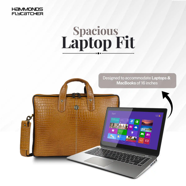 Genuine Leather Laptop Bag for Men - Office Bag - Fits Up to 14/15.6 Inch Laptop/MacBook