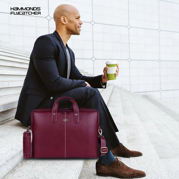 Genuine Leather Laptop Bag for Men - Office Bag - Fits Up to 14/15.6 Inch Laptop/MacBook