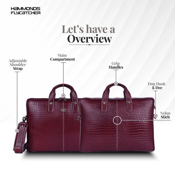 Genuine Leather Laptop Bag for Men - Office Bag - Fits Up to 14/15.6 Inch Laptop/MacBook