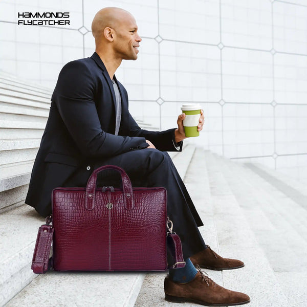 Genuine Leather Laptop Bag for Men - Office Bag - Fits Up to 14/15.6 Inch Laptop/MacBook