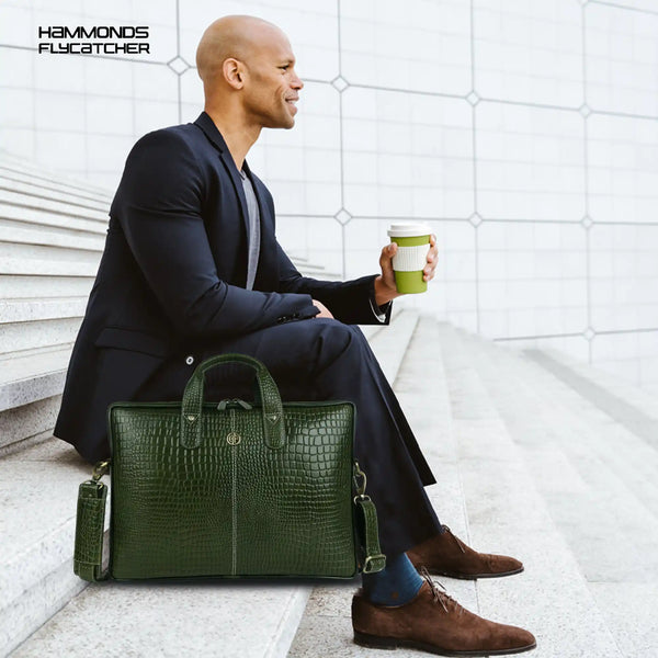 Genuine Leather Laptop Bag for Men - Office Bag - Fits Up to 14/15.6 Inch Laptop/MacBook