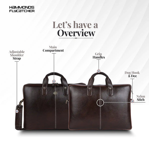Genuine Leather Laptop Bag for Men - Office Bag - Fits Up to 14/15.6 Inch Laptop/MacBook