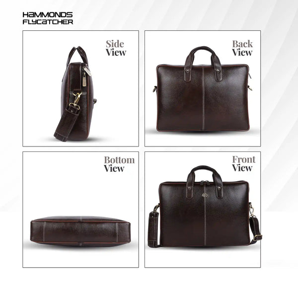 Genuine Leather Laptop Bag for Men - Office Bag - Fits Up to 14/15.6 Inch Laptop/MacBook