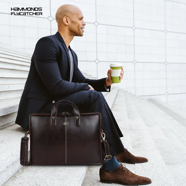 Genuine Leather Laptop Bag for Men - Office Bag - Fits Up to 14/15.6 Inch Laptop/MacBook