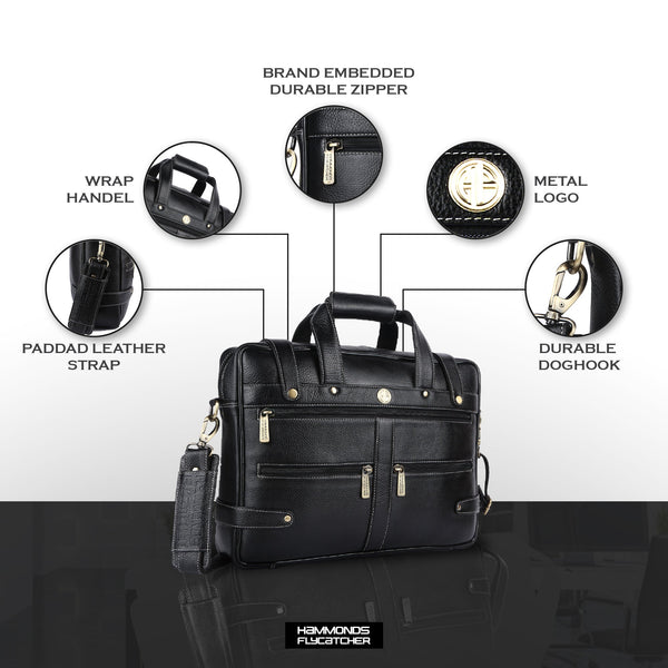 Branded Laptop Bag for Men - Genuine Leather - Fits Up to 15.6 Inch Laptop/MacBook - 1 Year Warranty