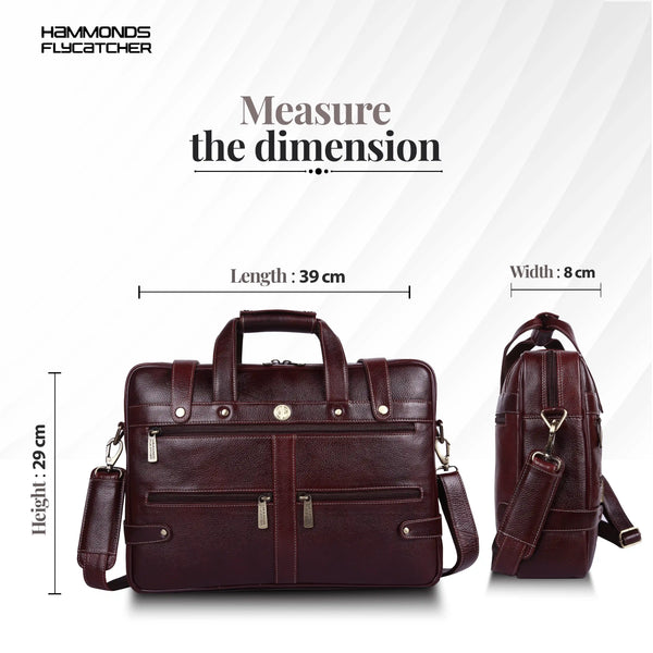 Branded Laptop Bag for Men - Genuine Leather - Fits Up to 15.6 Inch Laptop/MacBook - 1 Year Warranty