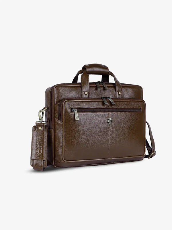 Office Shoulder Bag for Laptop - Genuine Leather - Fits 14 to 15.6 Inch Laptop/MacBook - 1 Year Warranty