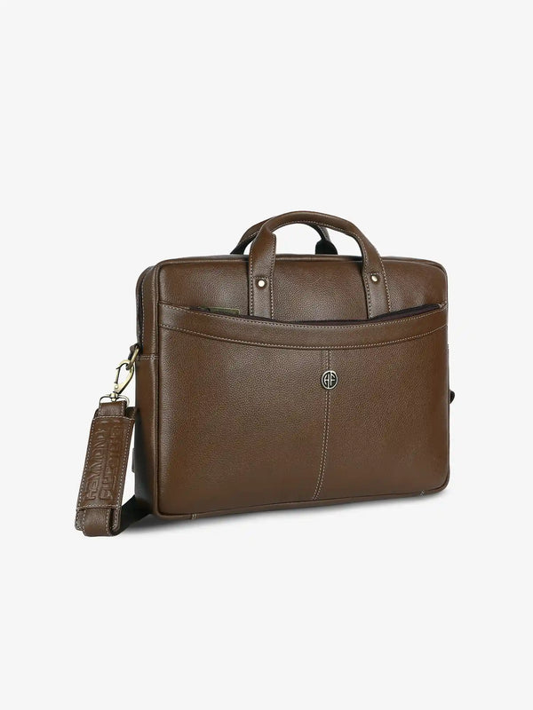 Leather Laptop Messenger Bag for Men with Multiple Compartments - Fits up to 15.6 Inch Laptop - 1 Year Warranty