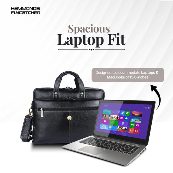 Luxury Leather Laptop Bag for Men - Office Shoulder Bag - Fits 14/15.6 Inch Laptops/MacBook