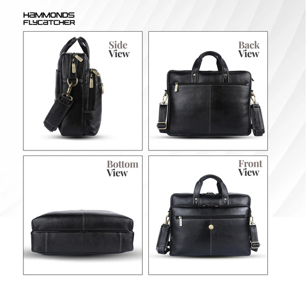 Luxury Leather Laptop Bag for Men - Office Shoulder Bag - Fits 14/15.6 Inch Laptops/MacBook