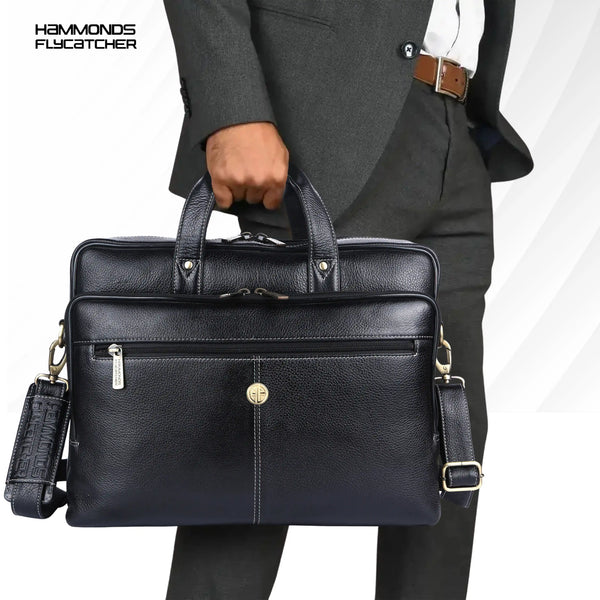 Luxury Leather Laptop Bag for Men - Office Shoulder Bag - Fits 14/15.6 Inch Laptops/MacBook