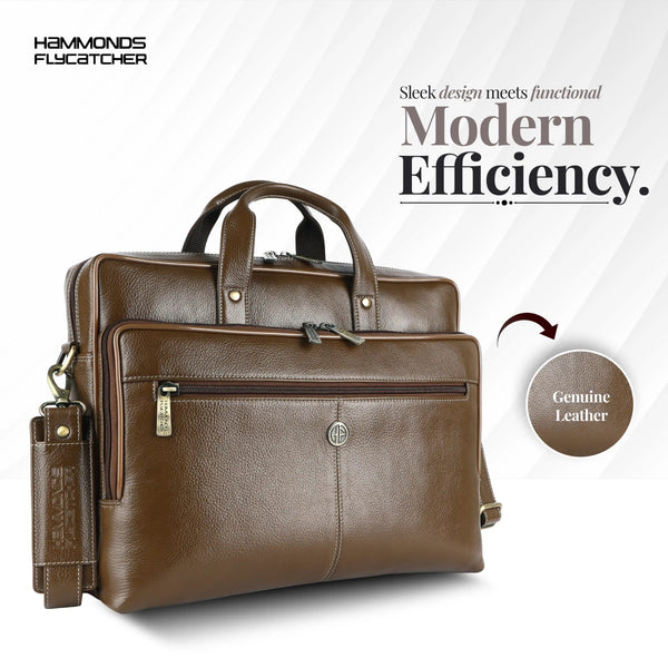 Luxury Leather Laptop Bag for Men - Office Shoulder Bag - Fits 14/15.6 Inch Laptops/MacBook