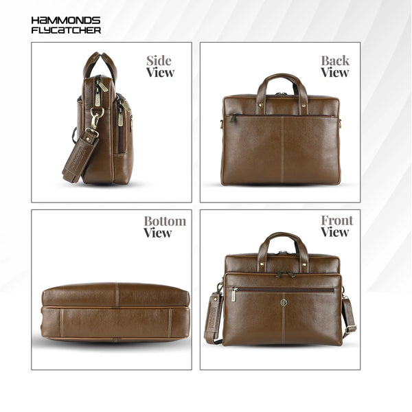 Luxury Leather Laptop Bag for Men - Office Shoulder Bag - Fits 14/15.6 Inch Laptops/MacBook