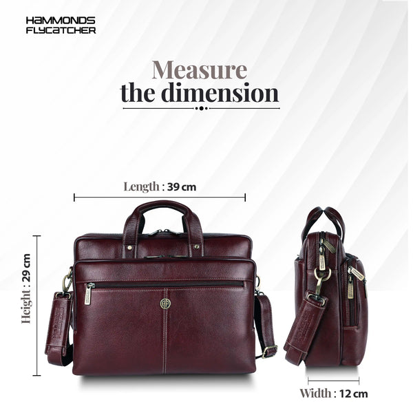 Luxury Leather Laptop Bag for Men - Office Shoulder Bag - Fits 14/15.6 Inch Laptops/MacBook