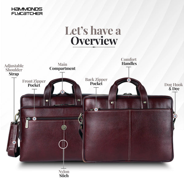 Luxury Leather Laptop Bag for Men - Office Shoulder Bag - Fits 14/15.6 Inch Laptops/MacBook