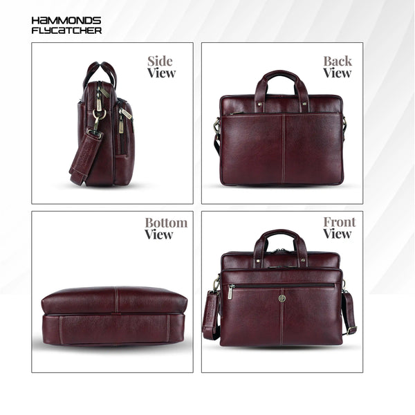 Luxury Leather Laptop Bag for Men - Office Shoulder Bag - Fits 14/15.6 Inch Laptops/MacBook