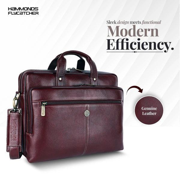 Luxury Leather Laptop Bag for Men - Office Shoulder Bag - Fits 14/15.6 Inch Laptops/MacBook