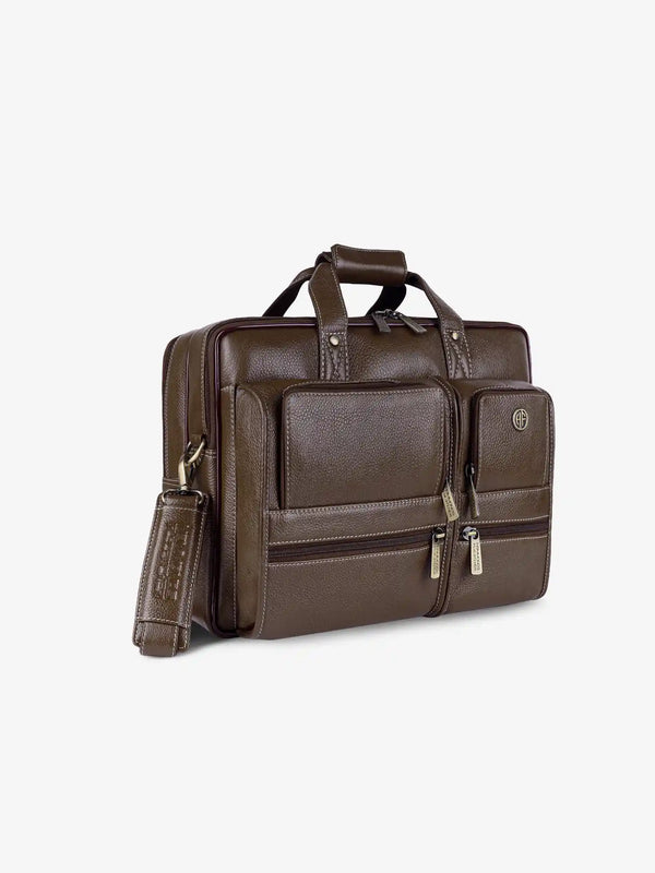 Genuine Leather Office Bag for Men - Fits Up to 15.6 Inch Laptop/MacBook