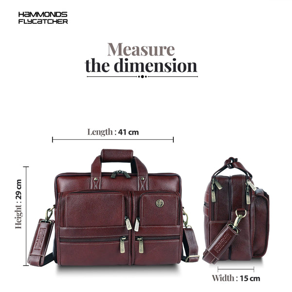 Genuine Leather Office Bag for Men - Fits Up to 15.6 Inch Laptop/MacBook