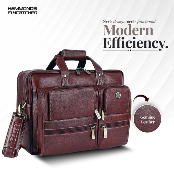 Genuine Leather Office Bag for Men - Fits Up to 15.6 Inch Laptop/MacBook