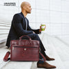 Laptop Bag for Men - Genuine Leather Office Bag with Multiple Compartments - Fits 14-15.6 Inch Laptop