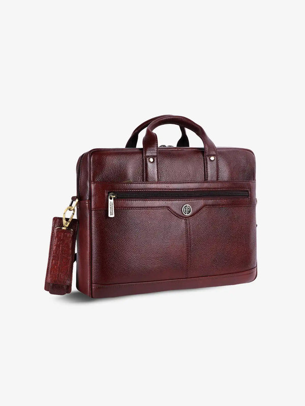 Laptop Bag for Men - Genuine Leather Office Bag with Multiple Compartments - Fits 14-15.6 Inch Laptop