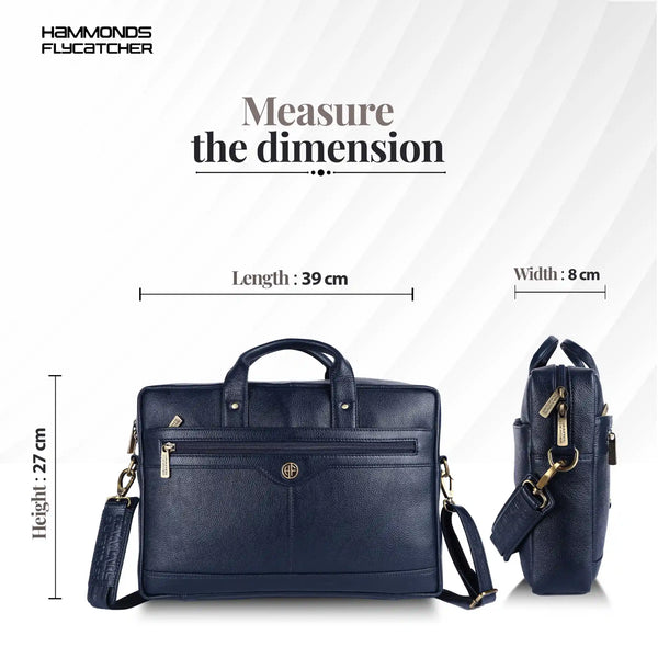 Laptop Bag for Men - Genuine Leather Office Bag with Multiple Compartments - Fits 14-15.6 Inch Laptop