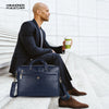 Laptop Bag for Men - Genuine Leather Office Bag with Multiple Compartments - Fits 14-15.6 Inch Laptop