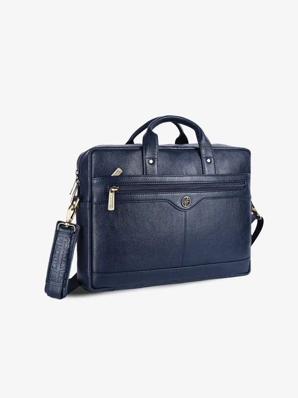 Laptop Bag for Men - Genuine Leather Office Bag with Multiple Compartments - Fits 14-15.6 Inch Laptop
