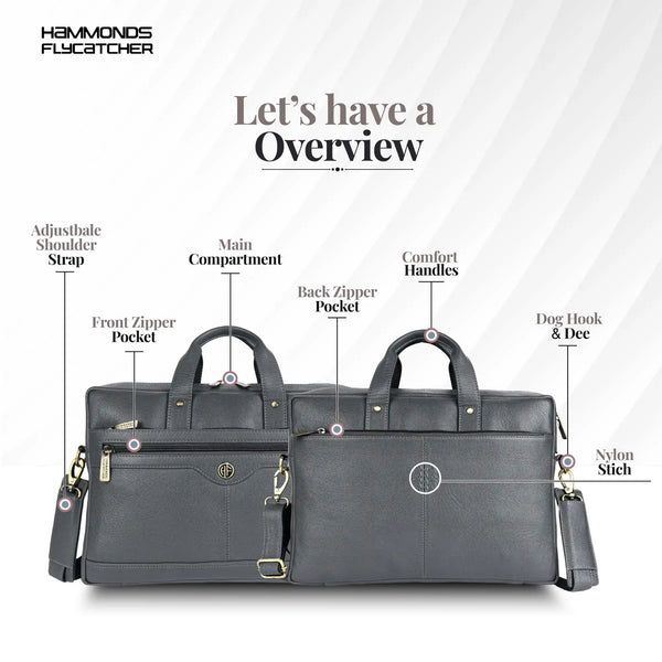 Laptop Bag for Men - Genuine Leather Office Bag with Multiple Compartments - Fits 14-15.6 Inch Laptop