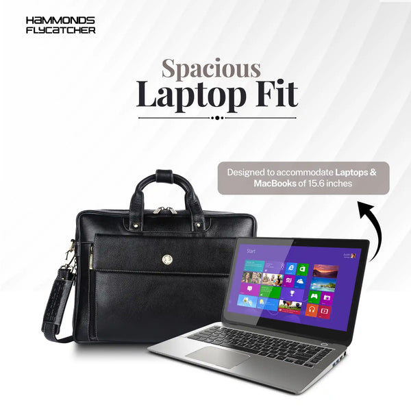 Genuine Leather Expandable Laptop Bag for Men with Adjustable Strap - Fits Upto 15.6" Laptop/MacBook- 1 Year Warranty