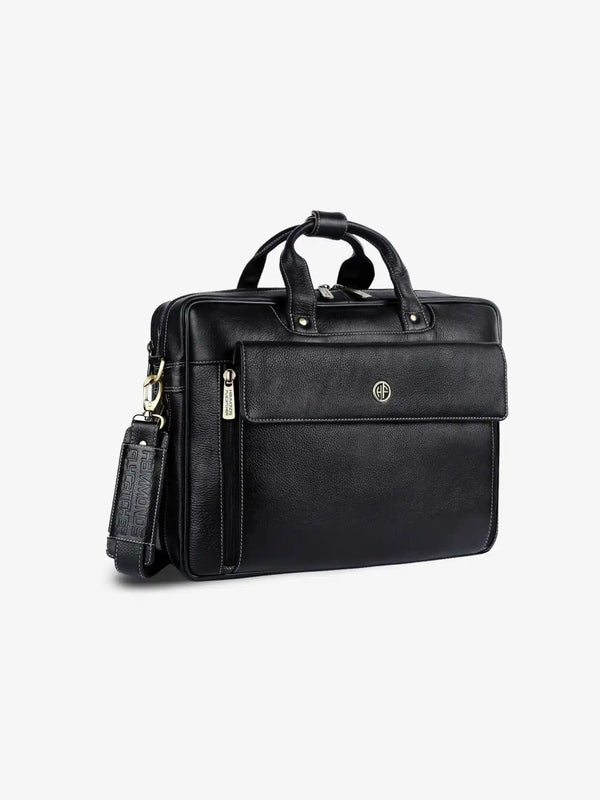 Genuine Leather Expandable Laptop Bag for Men with Adjustable Strap - Fits Upto 15.6" Laptop/MacBook- 1 Year Warranty