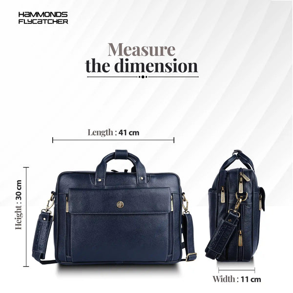 Genuine Leather Expandable Laptop Bag for Men with Adjustable Strap - Fits Upto 15.6" Laptop/MacBook- 1 Year Warranty