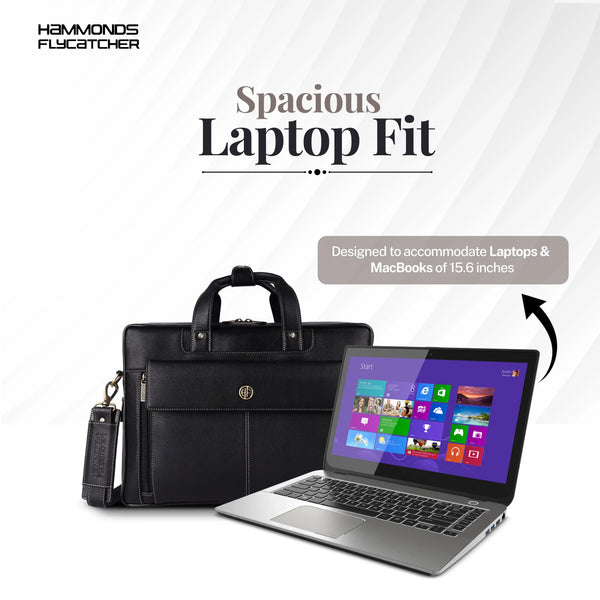 Genuine Leather Expandable Laptop Bag for Men with Adjustable Strap - Fits Upto 15.6" Laptop/MacBook- 1 Year Warranty