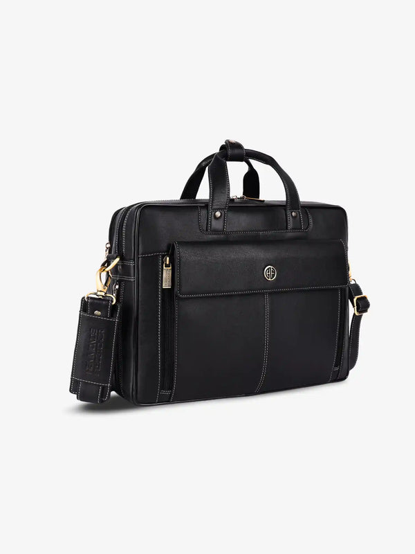 Genuine Leather Expandable Laptop Bag for Men with Adjustable Strap - Fits Upto 15.6" Laptop/MacBook- 1 Year Warranty