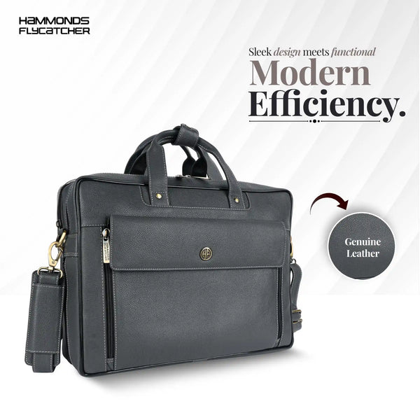 Genuine Leather Expandable Laptop Bag for Men with Adjustable Strap - Fits Upto 15.6" Laptop/MacBook- 1 Year Warranty