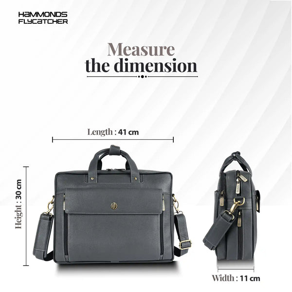 Genuine Leather Expandable Laptop Bag for Men with Adjustable Strap - Fits Upto 15.6" Laptop/MacBook- 1 Year Warranty