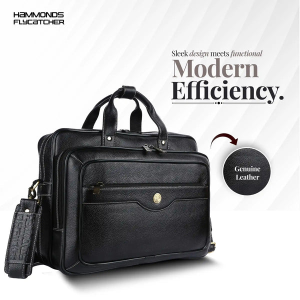 Laptop Bag for Men - Genuine Leather - Fits Upto 15.6 Inch Laptop