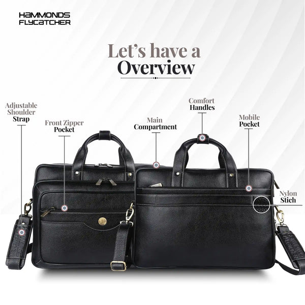Laptop Bag for Men - Genuine Leather - Fits Upto 15.6 Inch Laptop