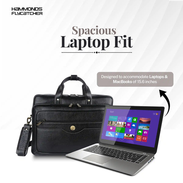 Laptop Bag for Men - Genuine Leather - Fits Upto 15.6 Inch Laptop