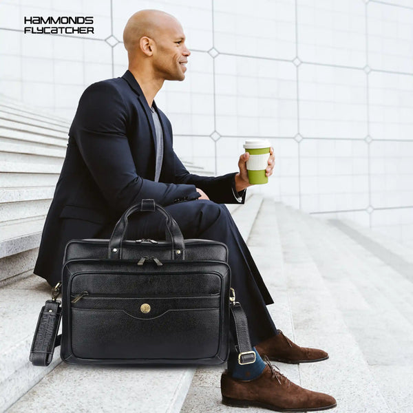 Laptop Bag for Men - Genuine Leather - Fits Upto 15.6 Inch Laptop
