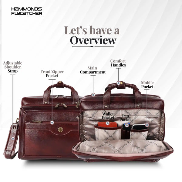 Laptop Bag for Men - Genuine Leather - Fits Upto 15.6 Inch Laptop