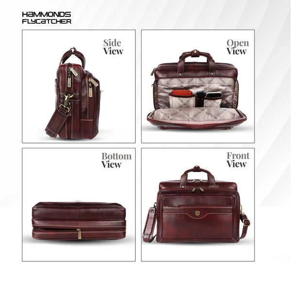 Laptop Bag for Men - Genuine Leather - Fits Upto 15.6 Inch Laptop